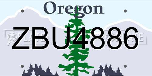 ZBU4886 Oregon License Plate