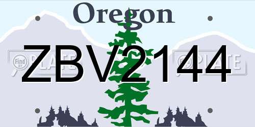 ZBV2144 Oregon License Plate