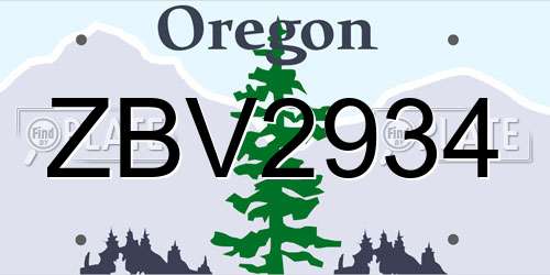 ZBV2934 Oregon License Plate