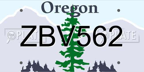 ZBV562 Oregon License Plate