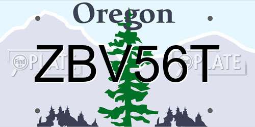 ZBV56T Oregon License Plate