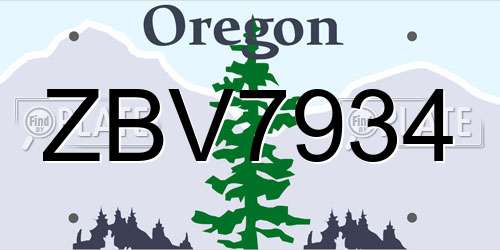 ZBV7934 Oregon License Plate