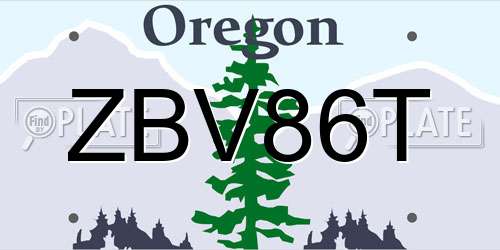 ZBV86T Oregon License Plate