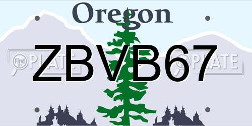 ZBVB67 Oregon License Plate