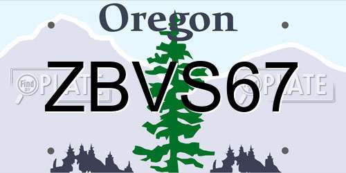 ZBVS67 Oregon License Plate