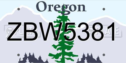 ZBW5381 Oregon License Plate