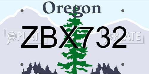 ZBX732 Oregon License Plate