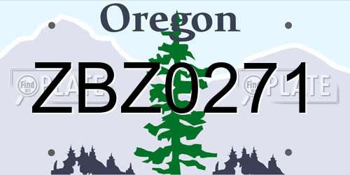 ZBZ0271 Oregon License Plate