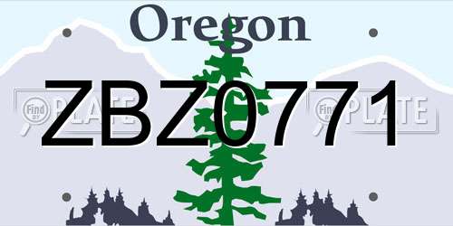 ZBZ0771 Oregon License Plate