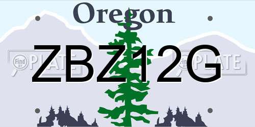 ZBZ12G Oregon License Plate