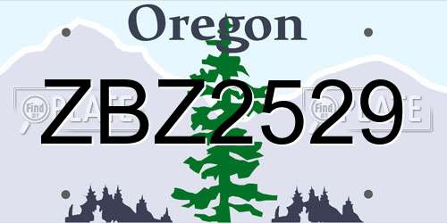ZBZ2529 Oregon License Plate