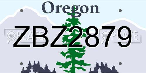 ZBZ2879 Oregon License Plate