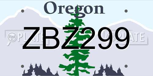 ZBZ299 Oregon License Plate