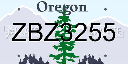 ZBZ3255 Oregon License Plate