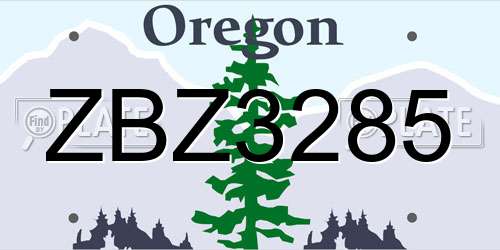 ZBZ3285 Oregon License Plate