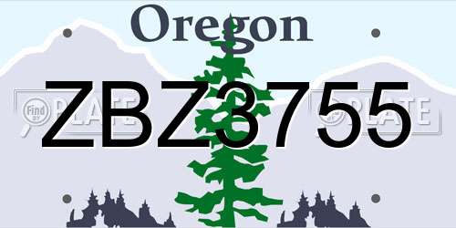 ZBZ3755 Oregon License Plate