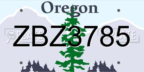 ZBZ3785 Oregon License Plate