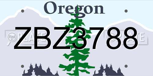 ZBZ3788 Oregon License Plate