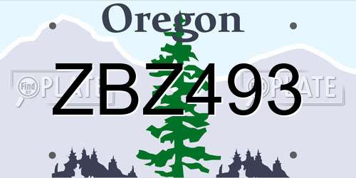 ZBZ493 Oregon License Plate