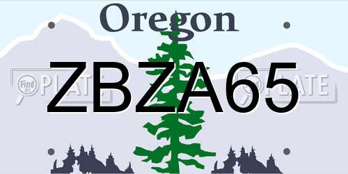 ZBZA65 Oregon License Plate