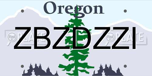 ZBZDZZI Oregon License Plate