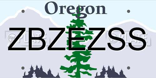 ZBZEZSS Oregon License Plate