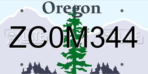 ZC0M344 Oregon License Plate