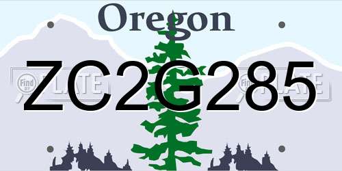 ZC2G285 Oregon License Plate