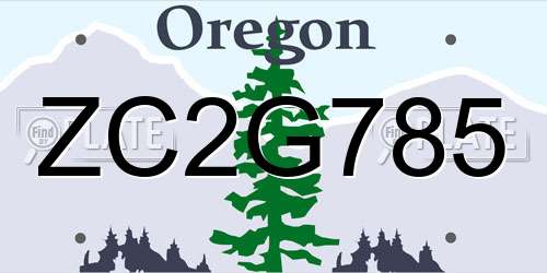 ZC2G785 Oregon License Plate