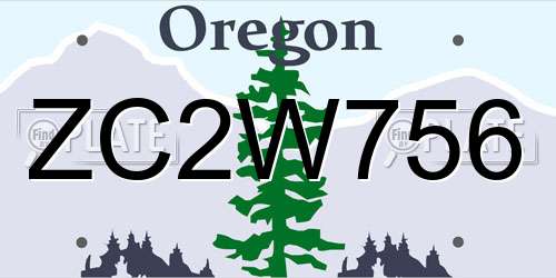 ZC2W756 Oregon License Plate
