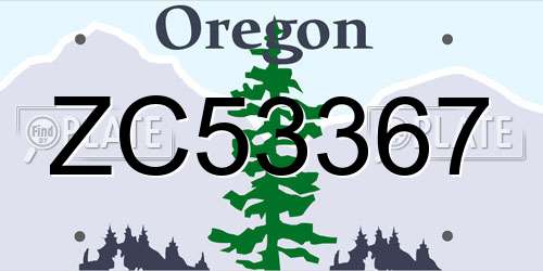 ZC53367 Oregon License Plate