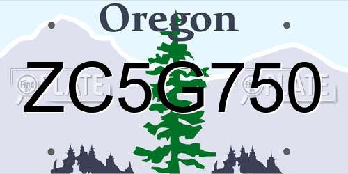 ZC5G750 Oregon License Plate