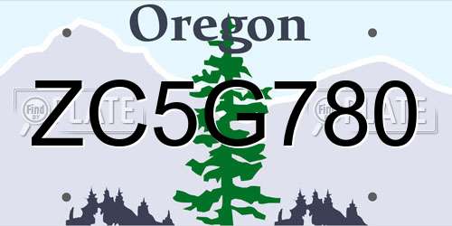 ZC5G780 Oregon License Plate