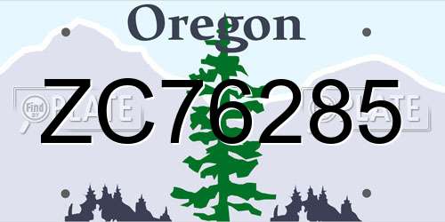 ZC76285 Oregon License Plate