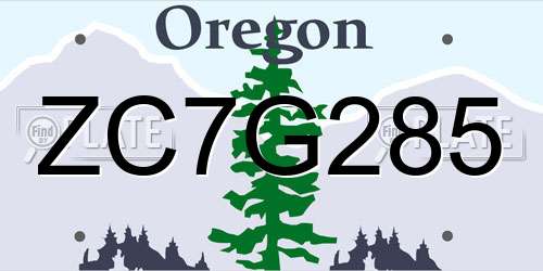 ZC7G285 Oregon License Plate