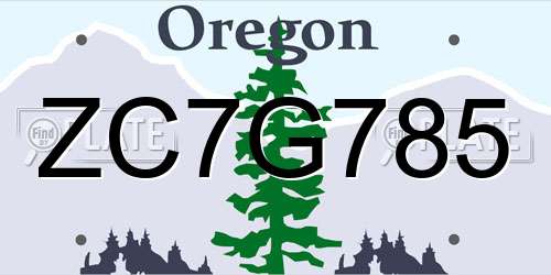 ZC7G785 Oregon License Plate