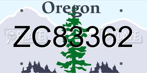 ZC83362 Oregon License Plate