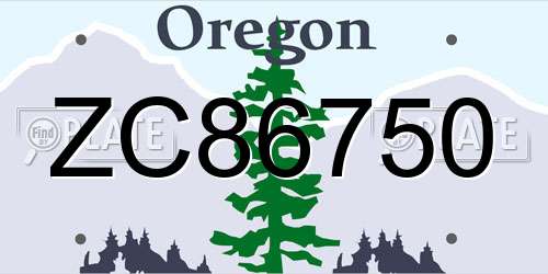 ZC86750 Oregon License Plate