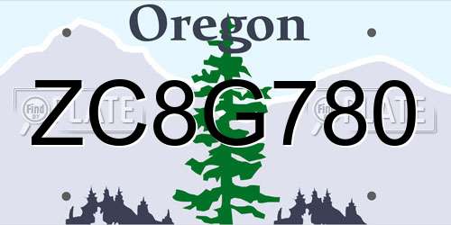 ZC8G780 Oregon License Plate