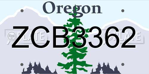ZCB3362 Oregon License Plate