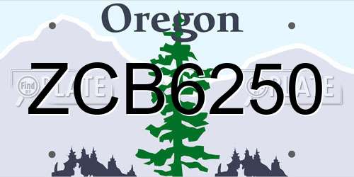 ZCB6250 Oregon License Plate