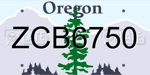 ZCB6750 Oregon License Plate