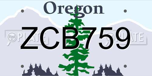 ZCB759 Oregon License Plate