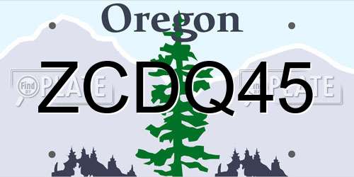 ZCDQ45 Oregon License Plate