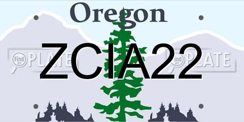ZCIA22 Oregon License Plate