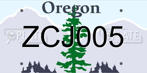 ZCJ005 Oregon License Plate