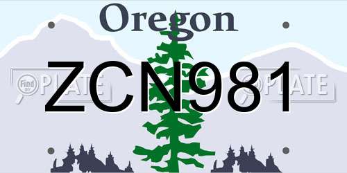 ZCN981 Oregon License Plate
