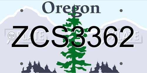 ZCS3362 Oregon License Plate