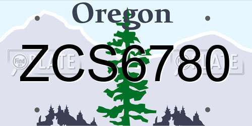 ZCS6780 Oregon License Plate