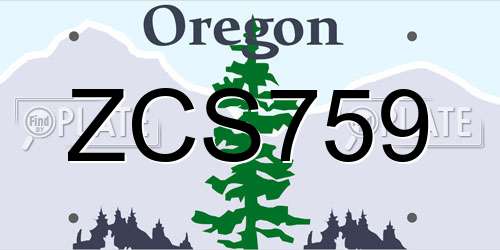 ZCS759 Oregon License Plate